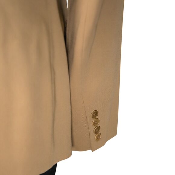 Ralph Lauren Women's Blazer Beige Wool Blend Stretch Work Career Suit Jacket 12 - Picture 9 of 10